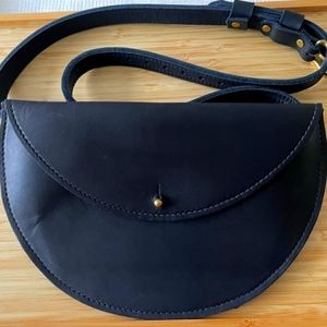 Large Black "Half Moon" Leather Belt Bag by Urban Southern